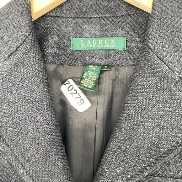 LAUREN RALPH LAUREN Blazer 4 Silk Linen Herringbone Blazer Jacket Blue Gray - Picture 15 of 15